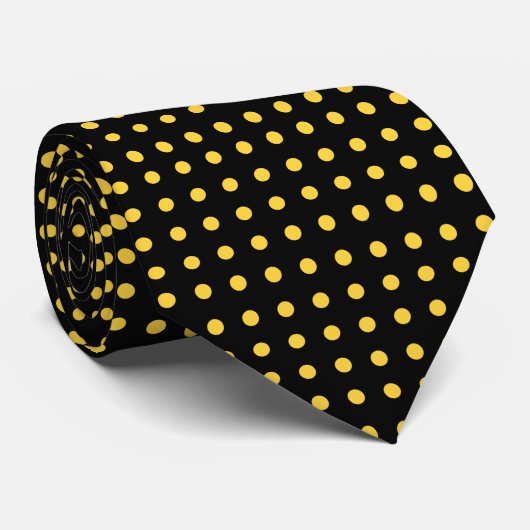 Cravate personnalisable à points Polka Noir et Or  (Roulé)