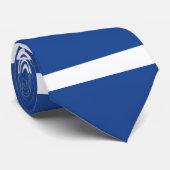 Cravate personnalisée de couleur bleu moyen et bla (Roulé)