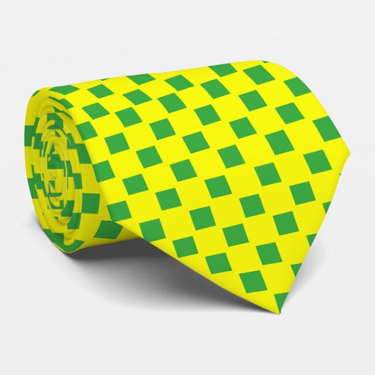 Cravate personnalisée Jaune et verte vérifiée (Roulé)