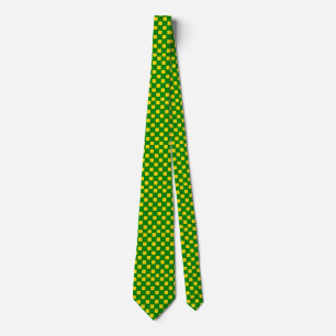 Cravate personnalisée vérifiée en vert et jaune (o