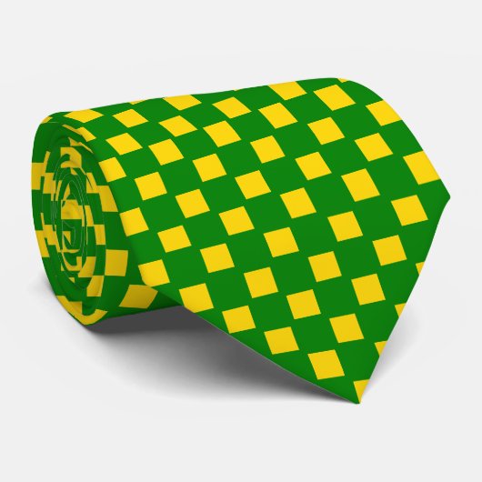 Cravate personnalisée vérifiée en vert et jaune (o (Roulé)