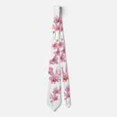Cravate Personnaliser Aquarelle Rose Moth Orchidées Flower (Devant)
