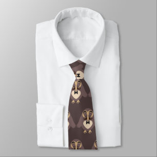 Cravate Personnaliser Chouette Brown mignonne avec motif M