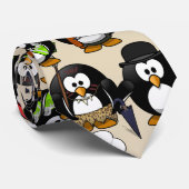 Cravate Personnaliser de mignons pingouins pour la fête (Roulé)