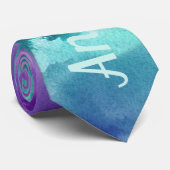 Cravate Personnaliser l'aquarelle turquoise violet (Roulé)