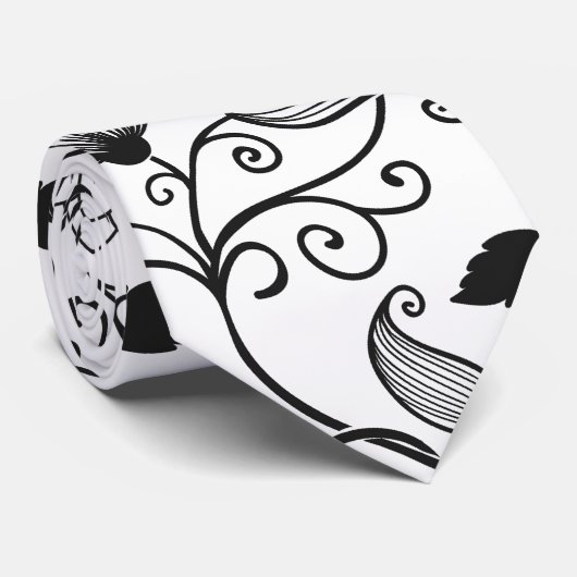 Cravate Personnaliser Motif Floral Noir (Roulé)