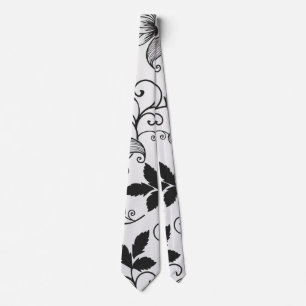 Cravate Personnaliser Motif Floral Noir
