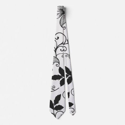 Cravate Personnaliser Motif Floral Noir (Devant)
