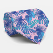 Cravate Personnalité du film tropical rose et bleu (Roulé)