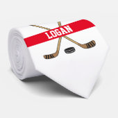 Cravate Personnalized Hockey Player Number Red (Roulé)