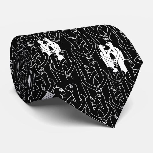 Cravate Personnes heureuses (motif noir) (Roulé)