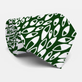 Cravate Pétales Abstraits - Blanc sur Vert Foncé (Roulé)