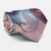 Cravate Pétales abstraits bleus roses (Roulé)