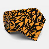 Cravate Pétales Abstraits - Lt Orange sur Noir (Roulé)