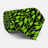 Cravate Pétales Abstraits - Martian Green sur Noir (Roulé)