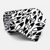 Cravate Pétales Abstraits - Noir sur Blanc (Roulé)