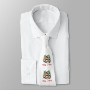 Cravate Petit corgi mignon avec arc décoré de Noël