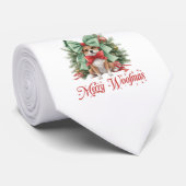 Cravate Petit corgi mignon avec arc décoré de Noël (Roulé)