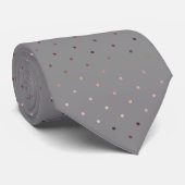 Cravate petit faux rose or gris pois motif (Roulé)