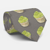 Cravate Petit gâteau Chartreuse sur le taupe (Roulé)