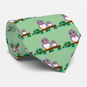 Cravate Petit hibou et bébé sur l'arbre (Roulé)