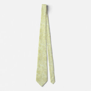Cravate Petit motif en soie moirée jaune citron