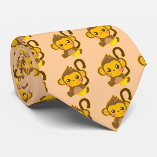 Cravate Petit singe mignon (Roulé)