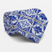 Cravate Petite apparence Delft bleu & blanc tuiles holland (Roulé)