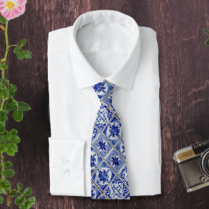 Cravate Petite apparence Delft bleu & blanc tuiles holland