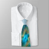 Cravate Petite Beauté Moderne Bleu Or Fractal Art Flower (Attaché)