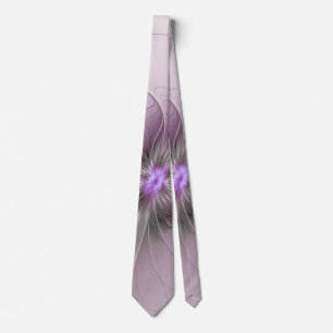 Cravate Petite Beauté Moderne Fleur d'Art Fractal Gris Mau