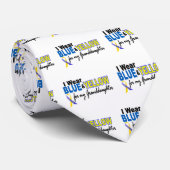 Cravate Petite-fille bleue et jaune 2 d'usage de syndrome (Roulé)