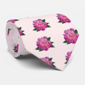Cravate Petite Pivoine Rose (Roulé)
