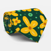 Cravate Petites fleurs jaunes (Roulé)