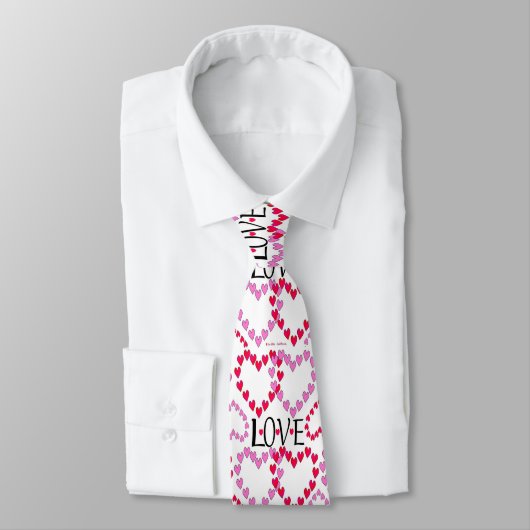 Cravate Petits coeurs rose rouge AMOUR (Attaché)