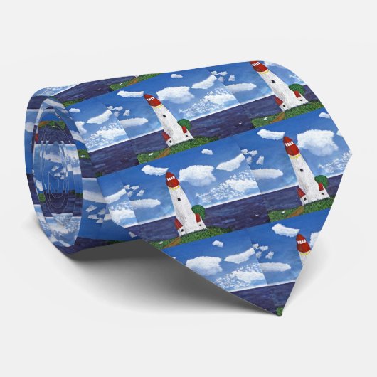 Cravate Phare de jour avec la peinture de vue d'océan (Roulé)