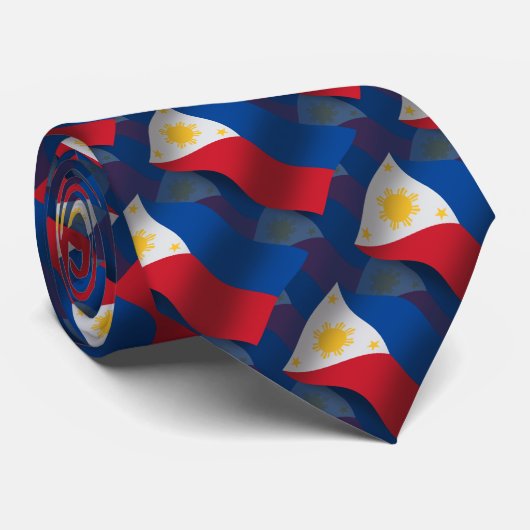 Cravate Philippines ondulant le drapeau (Roulé)