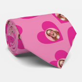 Cravate Photo Collage Saint Valentin Coeurs rose (Roulé)