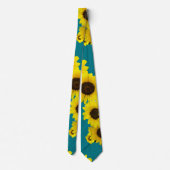 Cravate Photo de la grappe de tournesol Carrelée Turquoise (Dos)