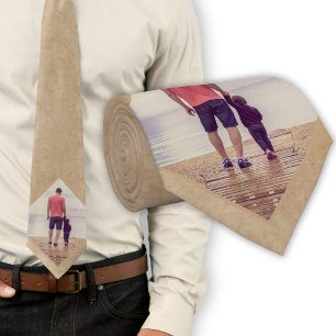 Cravate Photo personnalisée en beige rustique