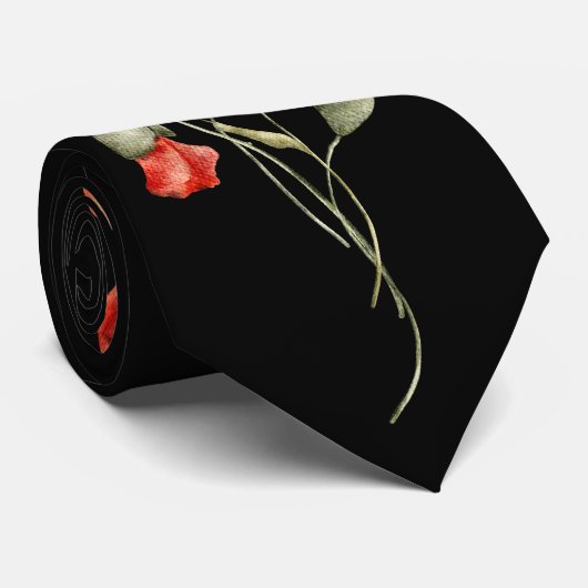 Cravate Photos d'aquarelle en noir (Roulé)