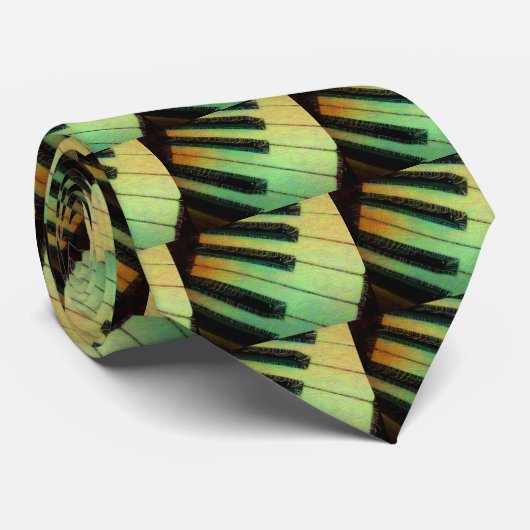 Cravate Piano électrique vert (Roulé)