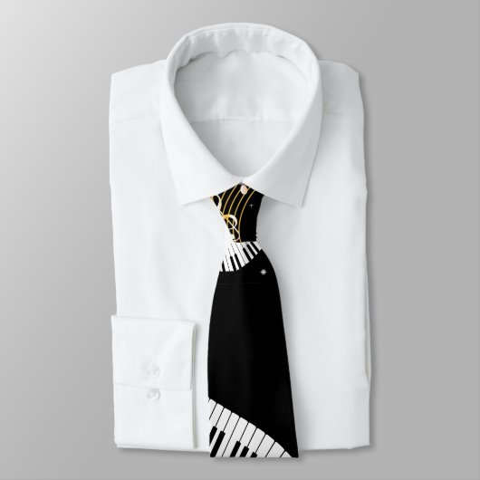 Cravate Piano Keys and Musical Notes (Attaché)