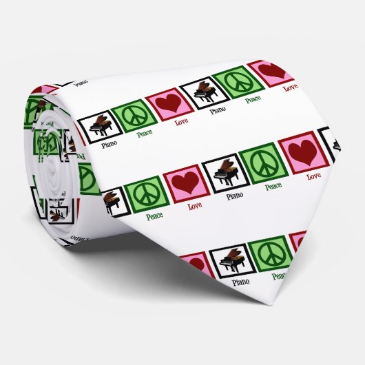 Cravate Piano Peace Love (Roulé)