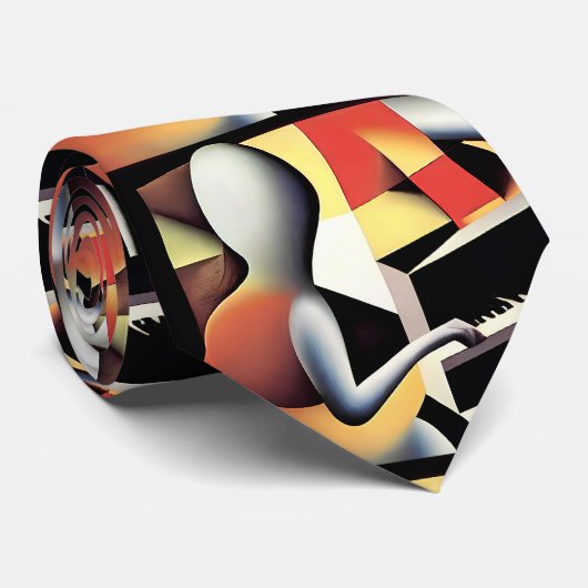 Cravate Piano Player - Art aérographe (Roulé)