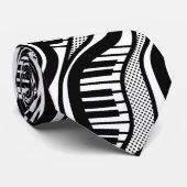Cravate Piano Polka Noir Blanc (Roulé)