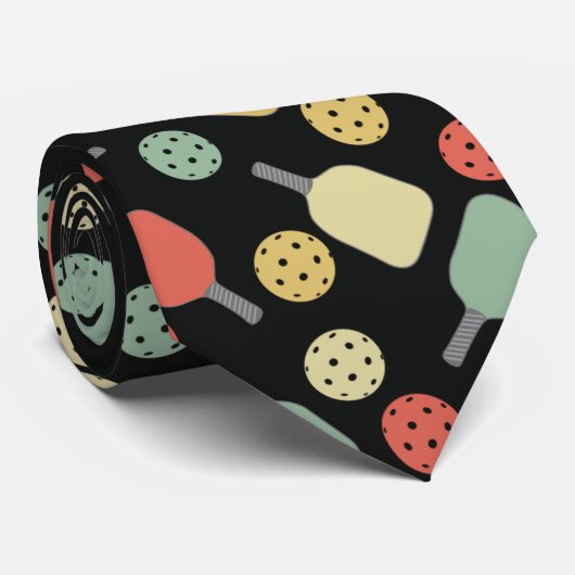 Cravate Pickleball Player Paddle et Ball Motif (Roulé)