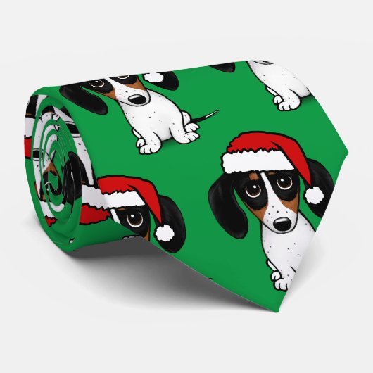 Cravate Piebald Dachshund Père Noël Wiener Chien Noël (Roulé)