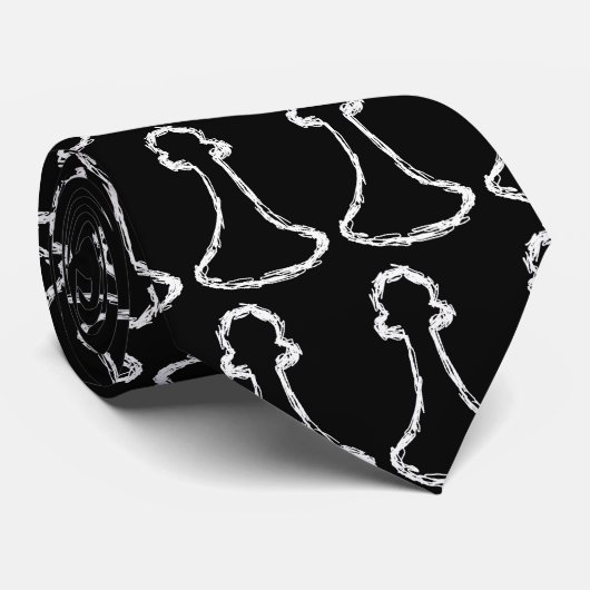 Cravate Pièce d'échecs. Blanc (Roulé)
