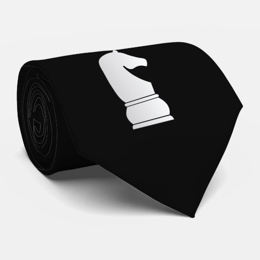 Cravate Pièce d'échecs de chevalier blanc (Roulé)